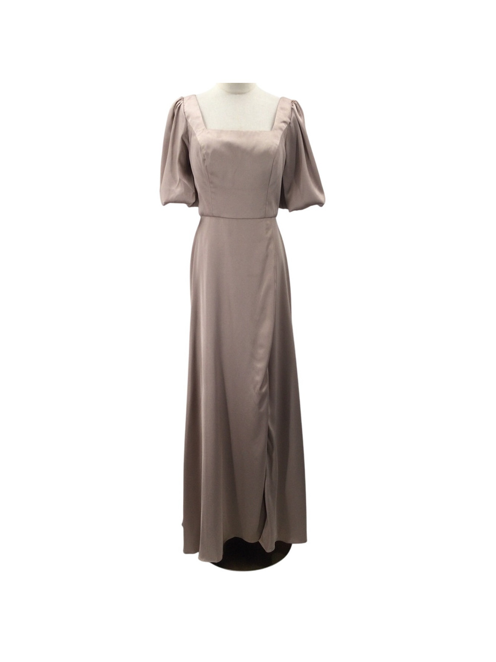 AW BRIDAL SZ 8 M Taupe Etta Satin Bridesmaid Party A-line Maxi Dess New 0b13